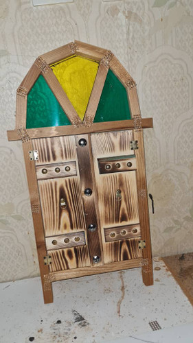 درب چوبی اویز با اینه