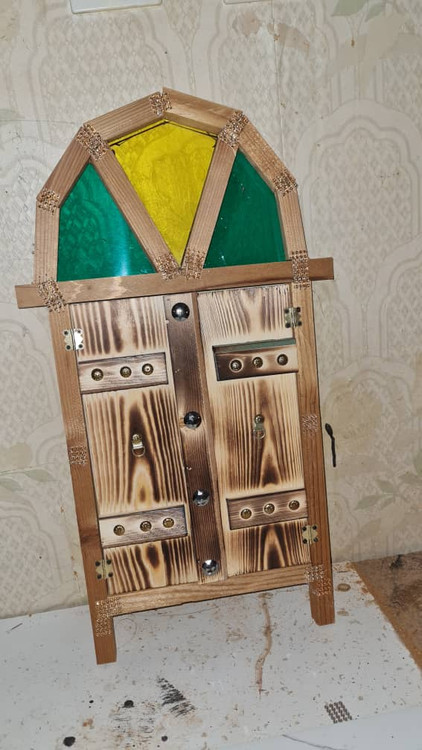 درب چوبی اویز با اینه