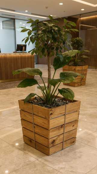 خرید گلدان چوبی