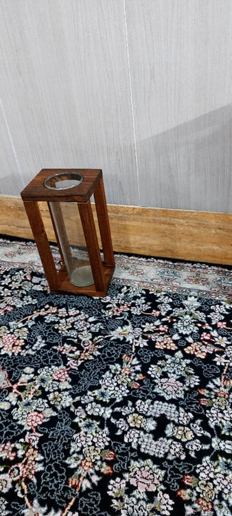 گلدان بامبو طرح چوبی و شیشه ای