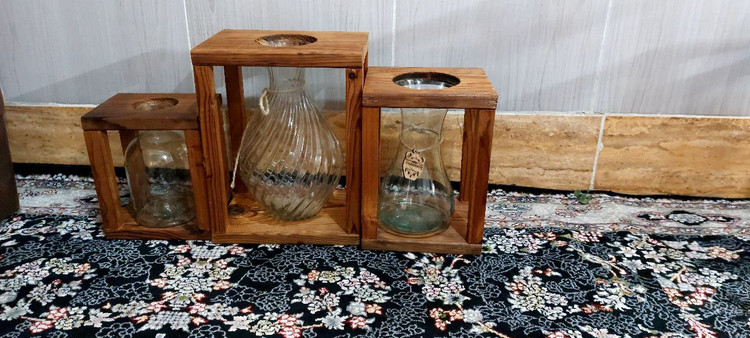 خرید گلدان چوبی و شیشه ای