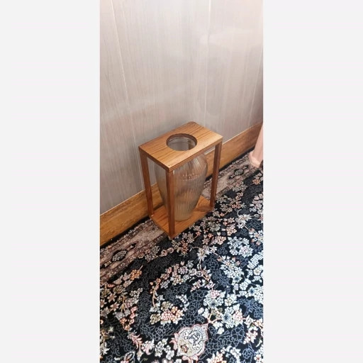 گلدان چوبی و شیشه ای