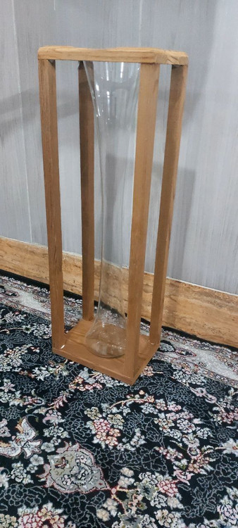خرید گلدان شیشه و چوبی