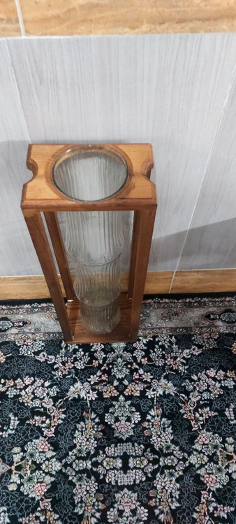 گلدان چوبی شیشه ای