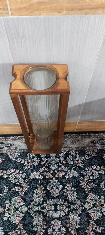 گلدان چوبی شیشه ای